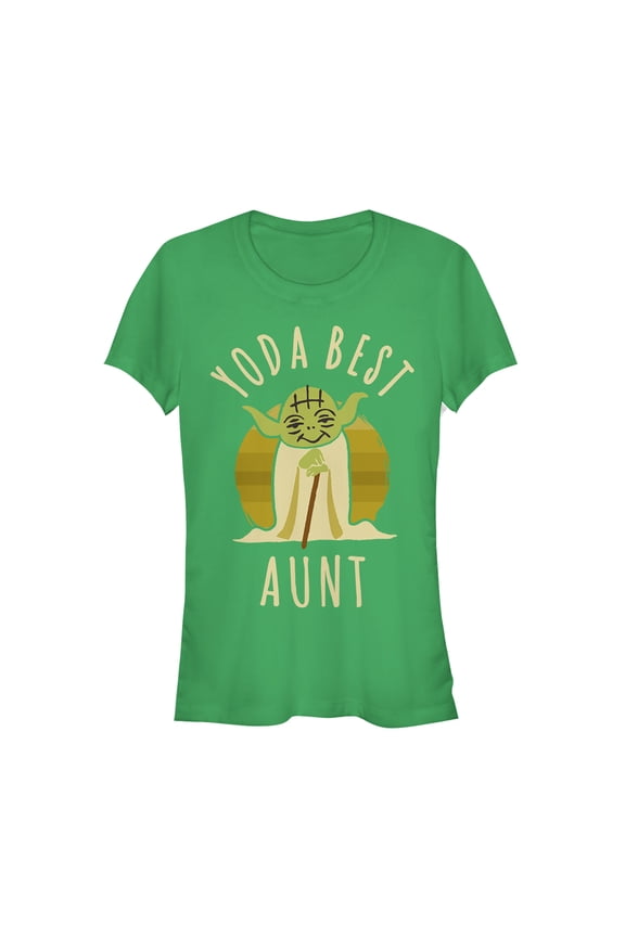 Junior's Star Wars Yoda Best Aunt Cartoon Graphic Tee Kelly Green X Large