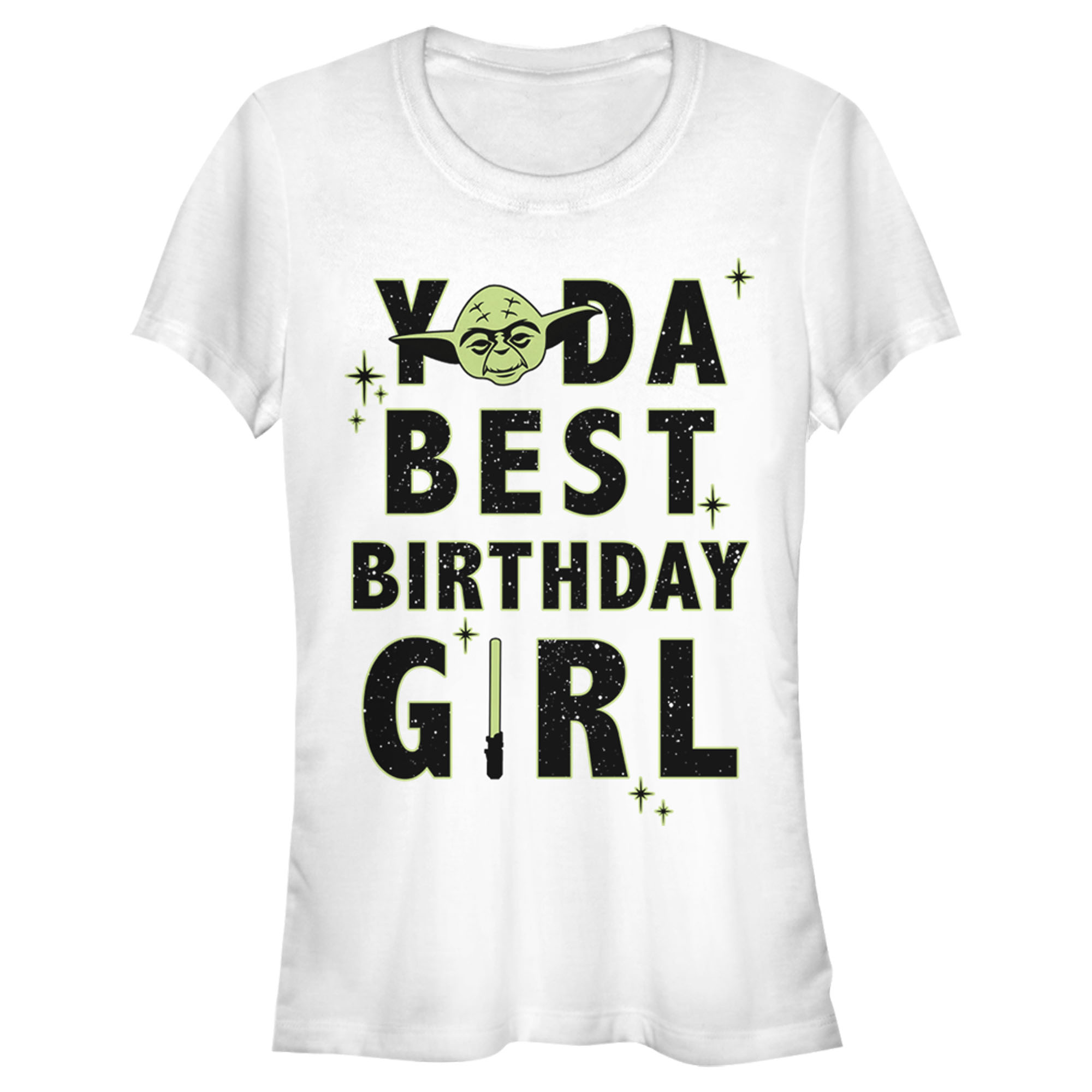 Junior's Star Wars Yoda Best Birthday Girl  Graphic Tee White Medium - image 1 of 3