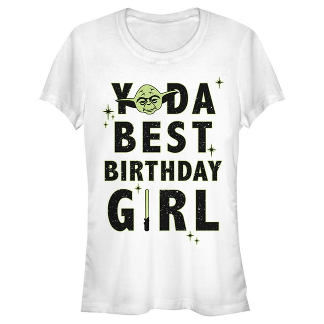 Junior's Star Wars Yoda Best Birthday Girl  Graphic Tee White Medium