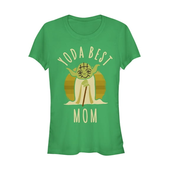 Junior's Star Wars Yoda Best Mom Cartoon  Graphic Tee Kelly Green Small