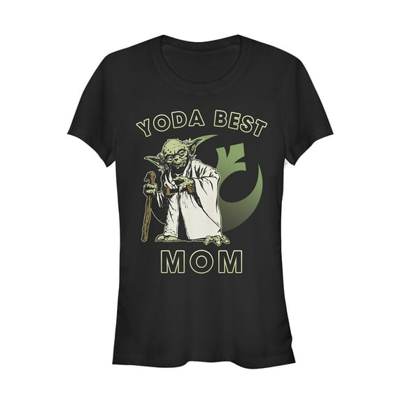 Junior's Star Wars Yoda Best Mom  Graphic Tee Black Medium