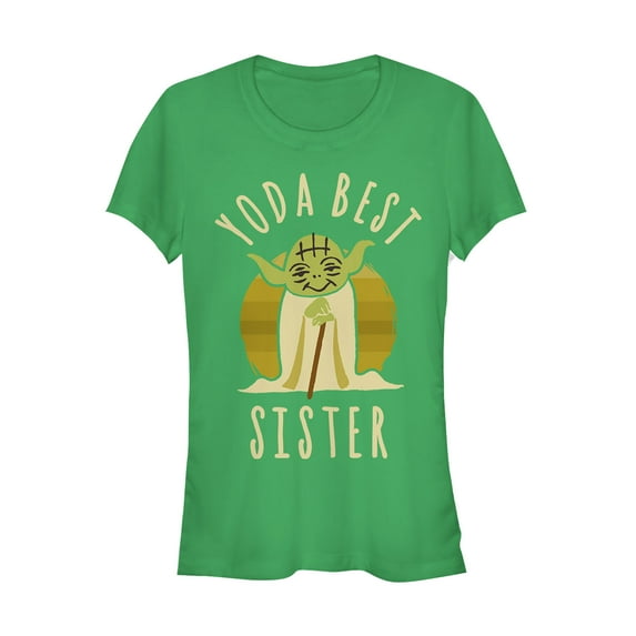 Junior's Star Wars Yoda Best Sister Cartoon Graphic Tee Kelly Green Medium