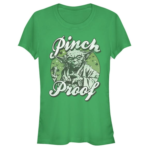 Junior's Star Wars Yoda St. Patrick's Day Pinch Proof  Graphic Tee Kelly Green Large