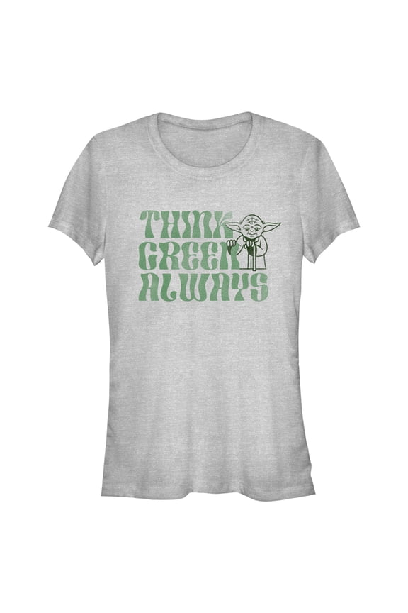 Junior's Star Wars Yoda St. Patrick's Day Think Green Always Graphic Tee Athletic Heather 2X Large