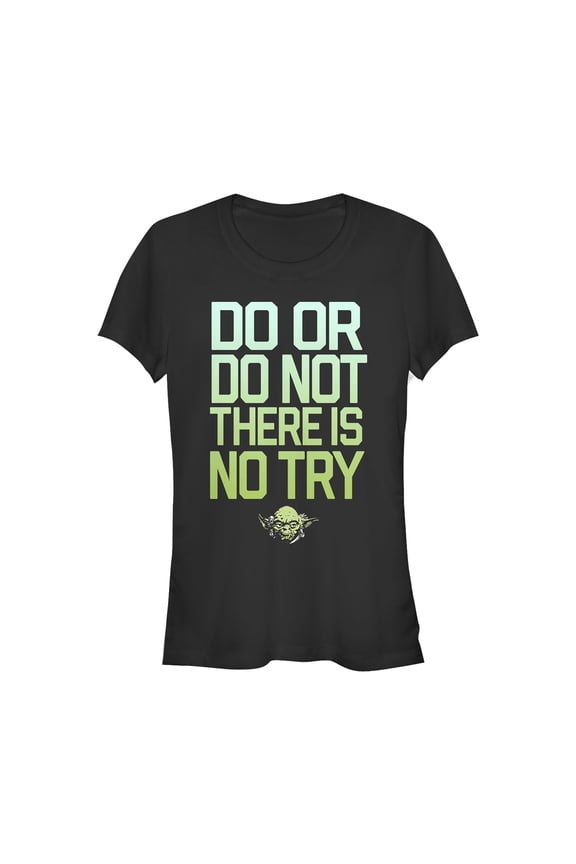 Junior's Star Wars Yoda Try Mantra Graphic Tee Black Medium