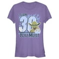thumbnail image 1 of Junior's Star Wars Yoda Turn 30 You Must Rebel Logo Portrait Graphic Tee Purple X Large, 1 of 2