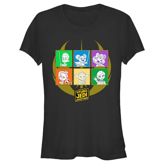Junior's Star Wars: Young Jedi Adventures Character Boxes Graphic Tee Black Large