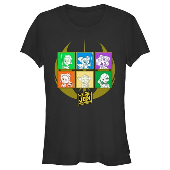 Junior's Star Wars: Young Jedi Adventures Character Boxes Graphic Tee Black X Large