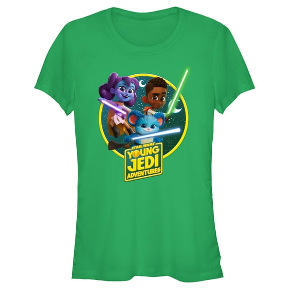 Junior's Star Wars: Young Jedi Adventures Lightsaber Group Logo Graphic Tee Kelly Green Small