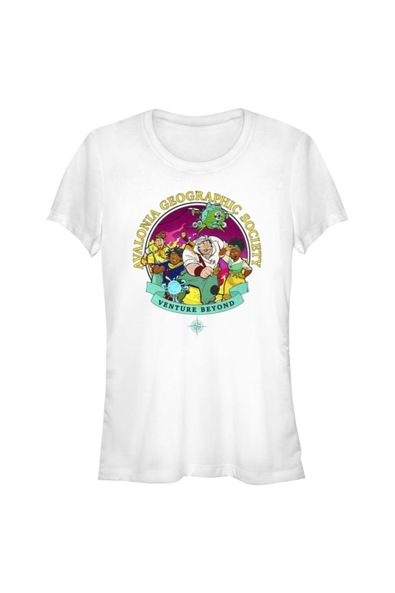 Junior's Strange World Avalonia Geographic Society Venture Beyond Group Graphic Tee White 2X Large