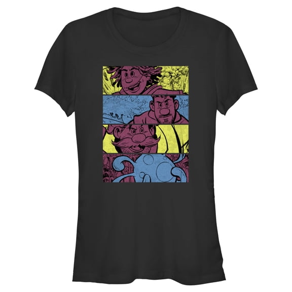 Junior's Strange World Clade Family Comic Strips Graphic Tee Black Large