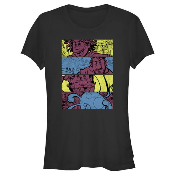 Junior's Strange World Clade Family Comic Strips  Graphic Tee Black Medium