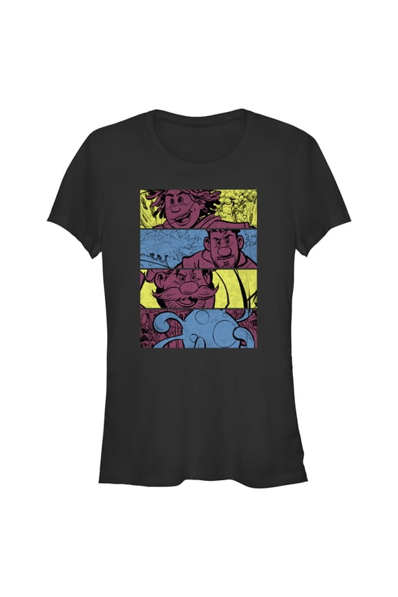 Junior's Strange World Clade Family Comic Strips Graphic Tee Black Medium