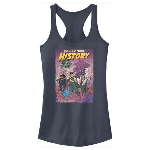 Junior's Strange World Let's Go Make History Racerback Tank Top Indigo Medium