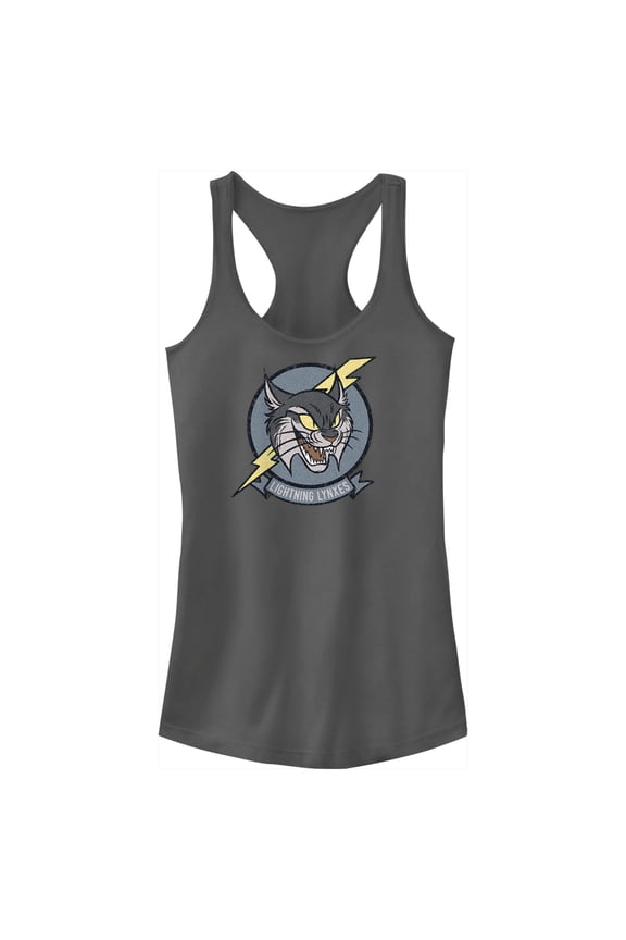 Junior's Strange World Lightning Lynxes Racerback Tank Top Charcoal 2X Large