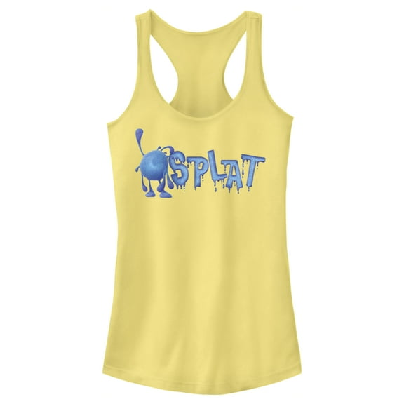 Junior's Strange World Splat Drip Logo Racerback Tank Top Banana 2X Large