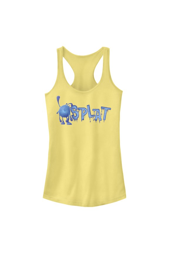 Junior's Strange World Splat Drip Logo Racerback Tank Top Banana Medium