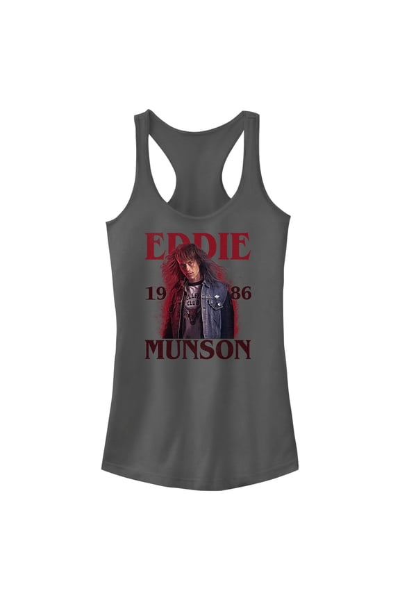Netflix Junior's Stranger Things 1986 Eddie Munson Racerback Tank Top Charcoal Large