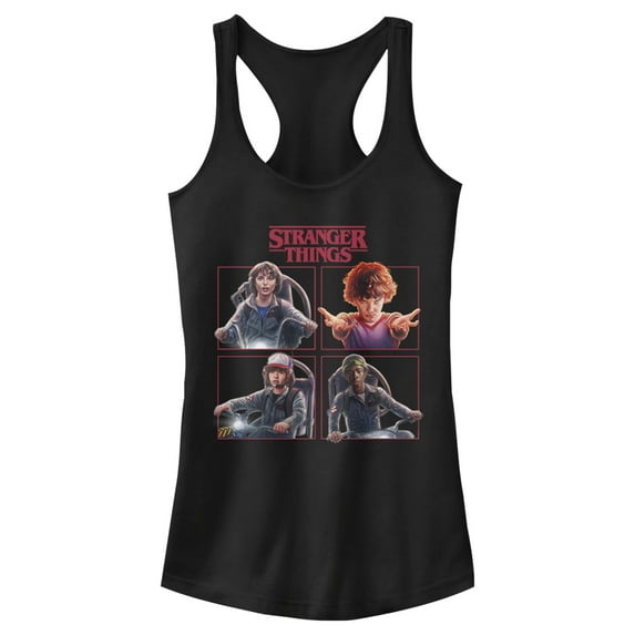 Netflix Junior's Stranger Things Character Squares Racerback Tank Top Black X Small