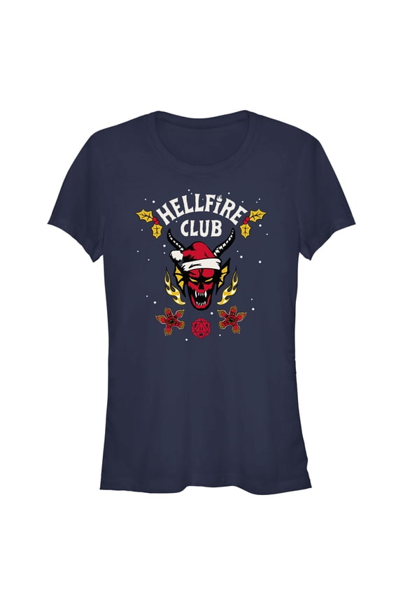 Netflix Junior's Stranger Things Christmas Hellfire Club Logo Graphic T-Shirt