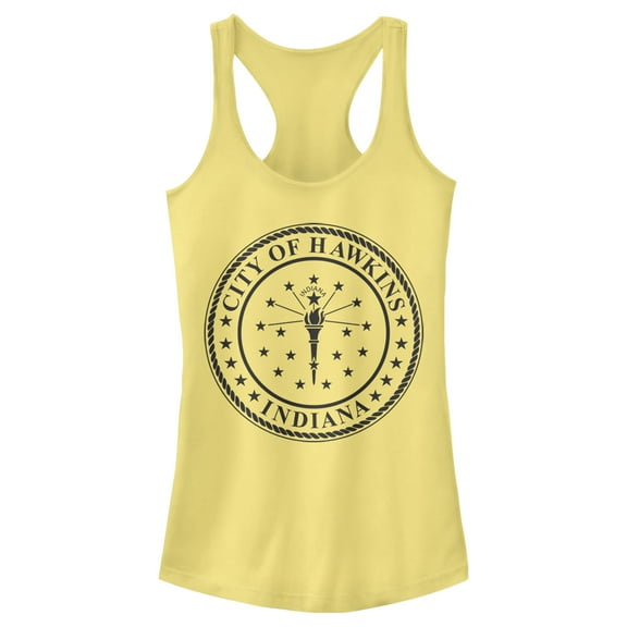 Netflix Junior's Stranger Things City of Hawkins Crest Racerback Tank Top Banana Medium