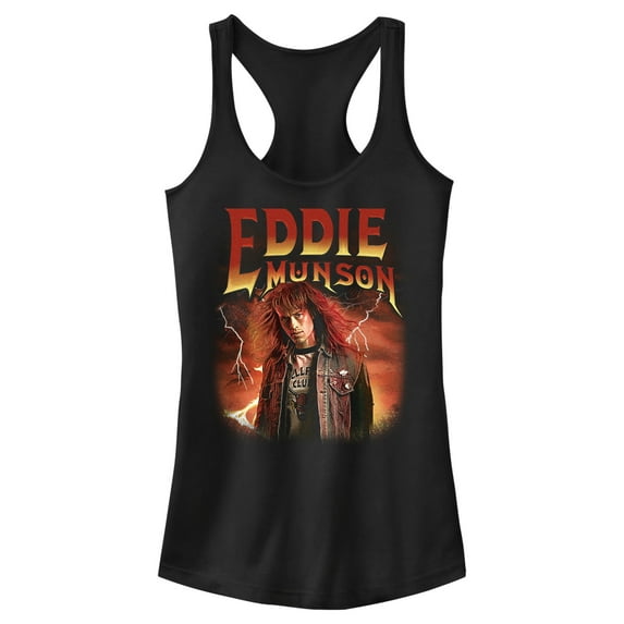 Netflix Junior's Stranger Things Eddie Munson Metalhead Racerback Tank Top Black 2X Large