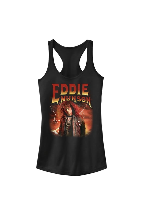 Netflix Junior's Stranger Things Eddie Munson Metalhead Racerback Tank Top Black Large