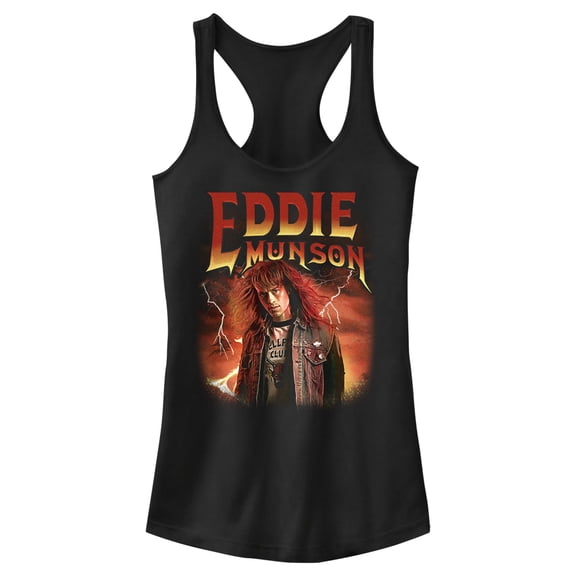Netflix Junior's Stranger Things Eddie Munson Metalhead Racerback Tank Top Black Small