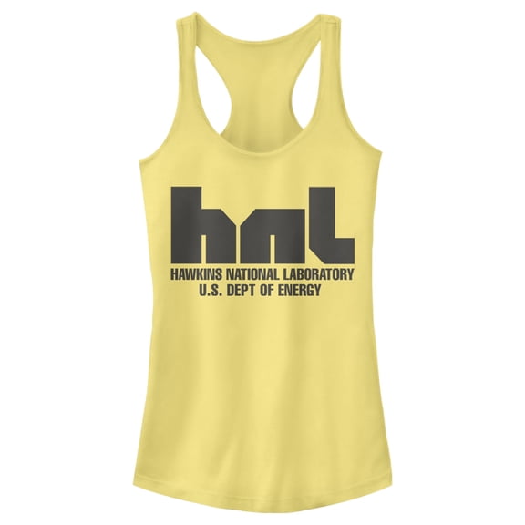 Netflix Junior's Stranger Things Hawkins National Lab Logo Racerback Tank Top Banana Medium