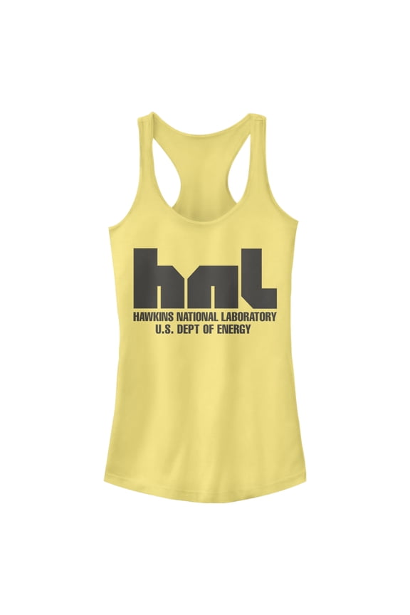 Netflix Junior's Stranger Things Hawkins National Lab Logo Racerback Tank Top Banana Small