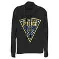 thumbnail image 1 of Netflix Junior's Stranger Things Hawkins Police Crest Cowl Neck Sweatshirt Black Small, 1 of 3