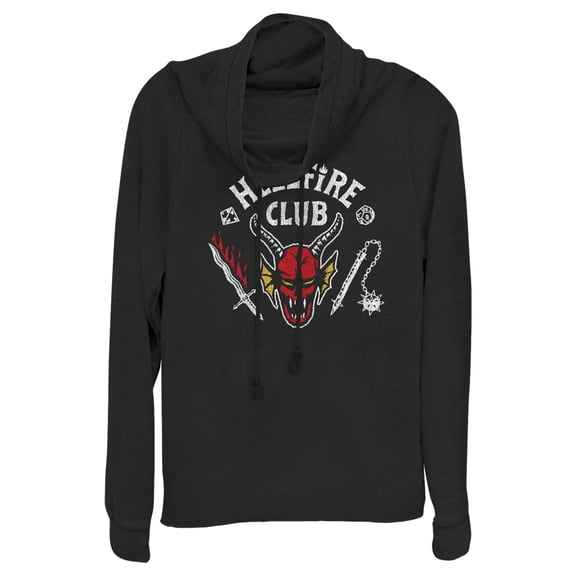 Netflix Junior's Stranger Things Hellfire Club Costume Cowl Neck Sweatshirt Black X Large