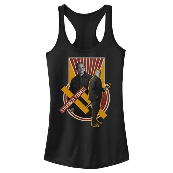 Netflix Junior's Stranger Things Jim Hopper Portrait Racerback Tank Top Black Medium