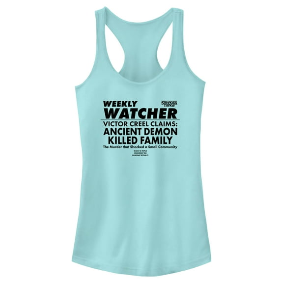 Netflix Junior's Stranger Things Newspaper Weekly Watcher Racerback Tank Top Cancun X Large