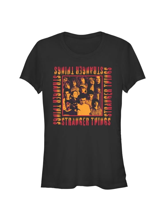 Netflix Junior's Stranger Things Orange Group Shot Boxed Up Graphic T-Shirt