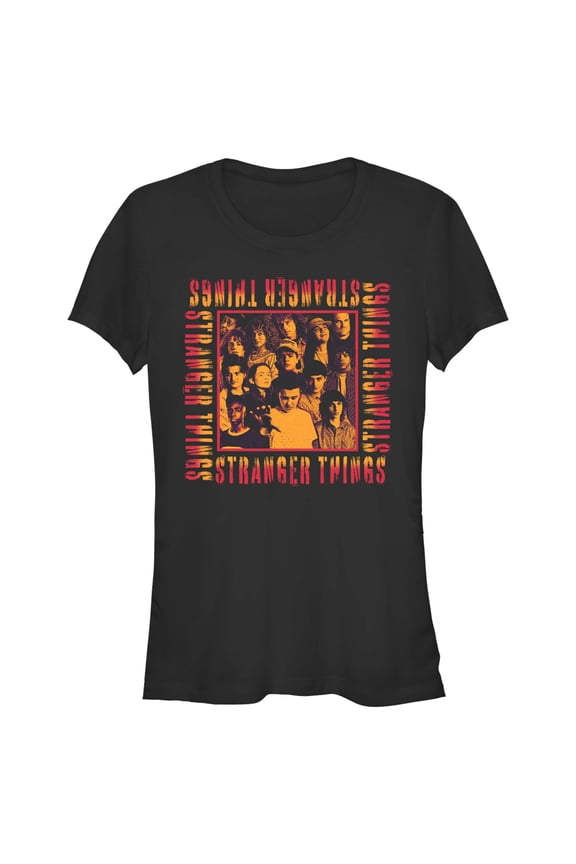 Netflix Junior's Stranger Things Orange Group Shot Boxed Up Graphic T-Shirt
