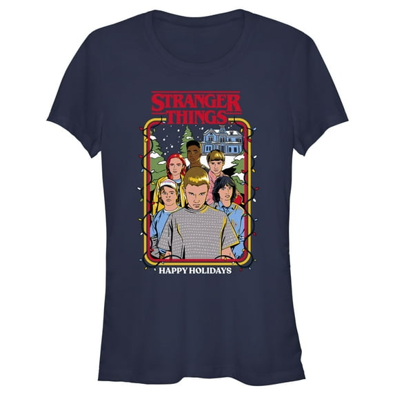Netflix Junior's Stranger Things Retro Happy Holidays Card Graphic T-Shirt