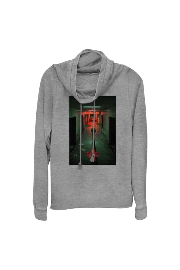Netflix Junior's Stranger Things The Lab Rift Eleven Poster Cowl Neck Sweatshirt Gray Heather 2X Large