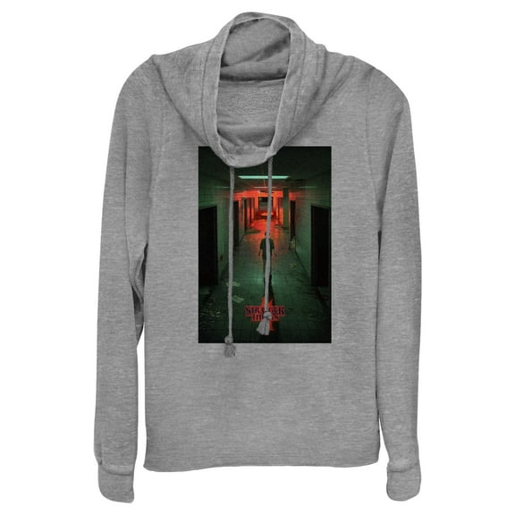 Netflix Junior's Stranger Things The Lab Rift Eleven Poster Cowl Neck Sweatshirt Gray Heather Small