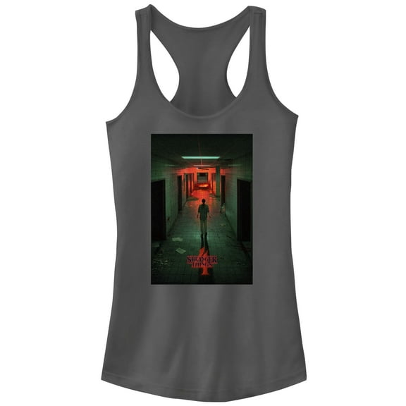 Netflix Junior's Stranger Things The Lab Rift Eleven Poster Racerback Tank Top Charcoal / Lab Large