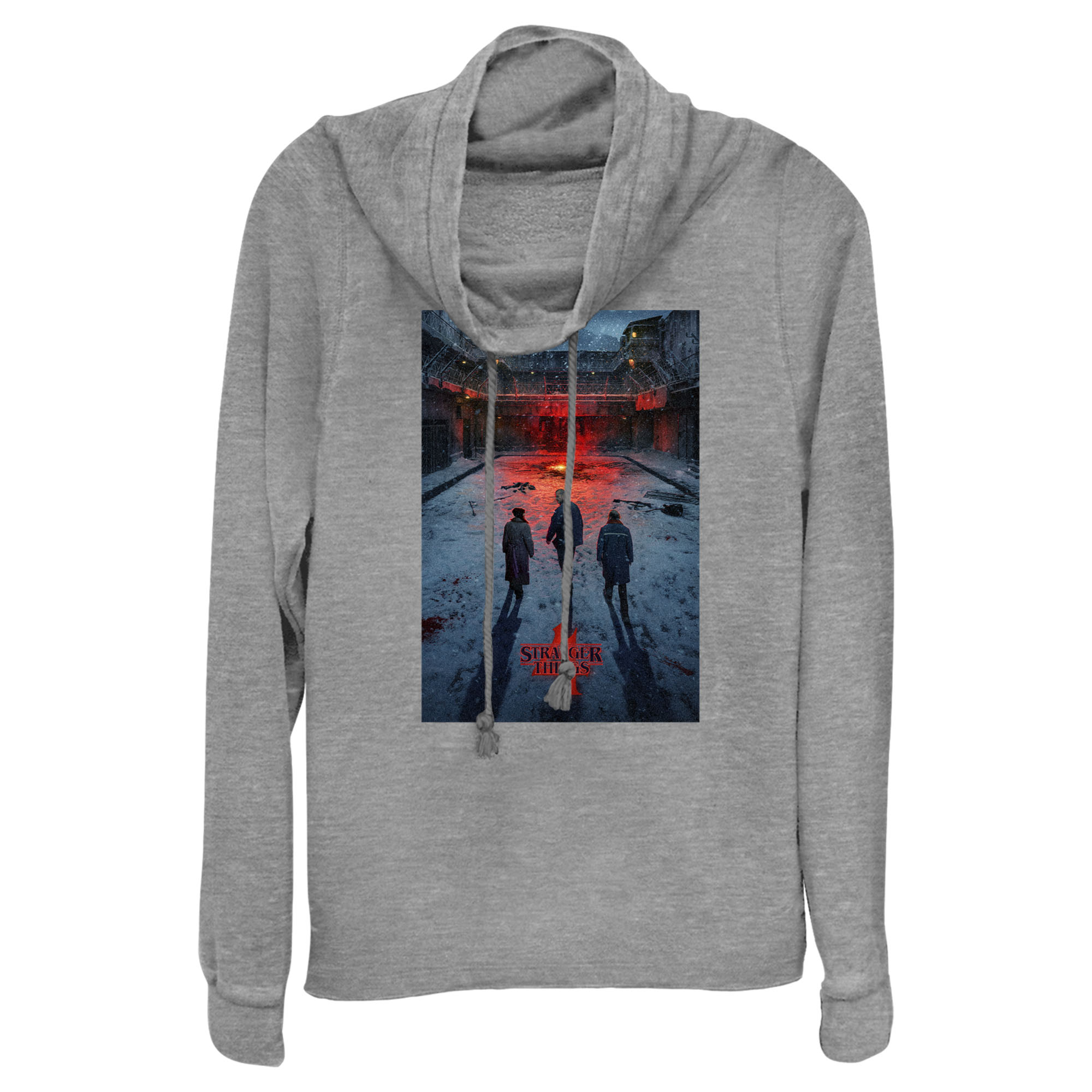 Junior's Stranger Things Winter Rift Russia Poster Cowl Neck Sweatshirt  Gray Heather 2X Large - Walmart.com