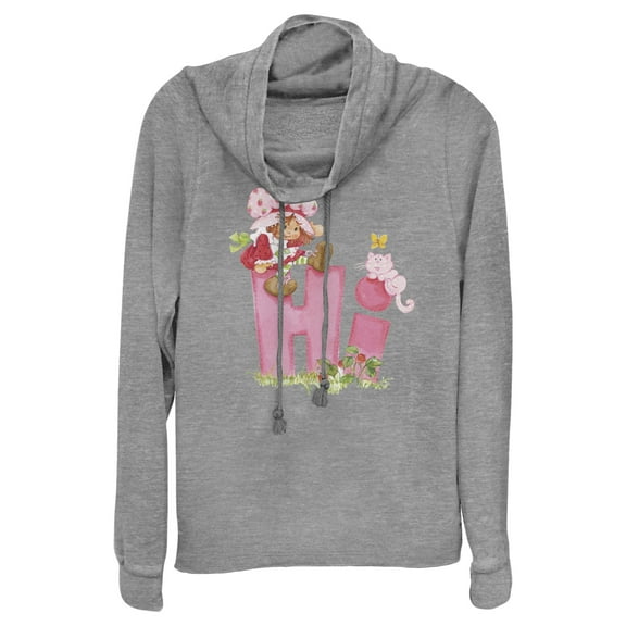 Junior's Strawberry Shortcake Hi Friends  Cowl Neck Sweatshirt
