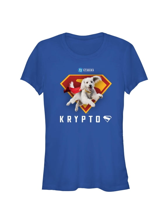 Junior's Superman Krypto Red and Orange Logo Graphic T-Shirt