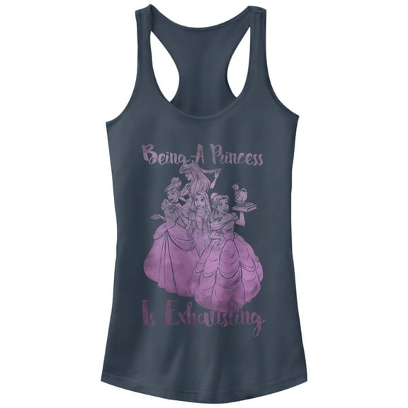 Junior's Tangled Being a Princess is Exhausting  Racerback Tank Top Indigo Large