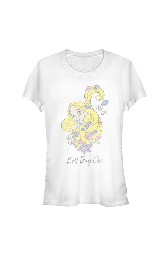 Junior's Tangled Best Day Ever Graphic Tee White Medium