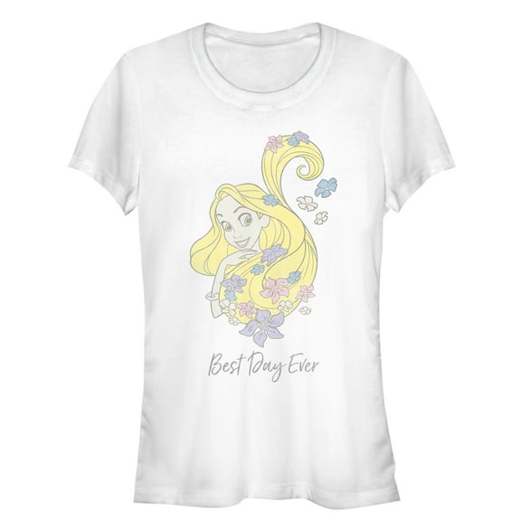 Junior's Tangled Best Day Ever  Graphic Tee White X Large