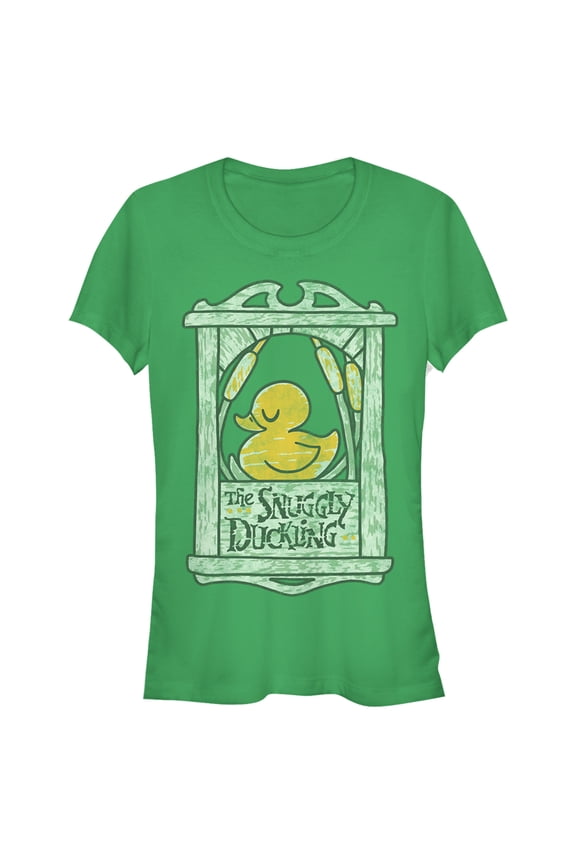 Junior's Tangled The Snuggly Duckling Sign Graphic Tee Kelly Green Large