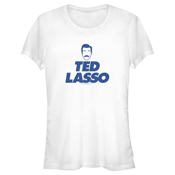 Junior's Ted Lasso Silhouette Outline Face Logo  Graphic Tee White Medium