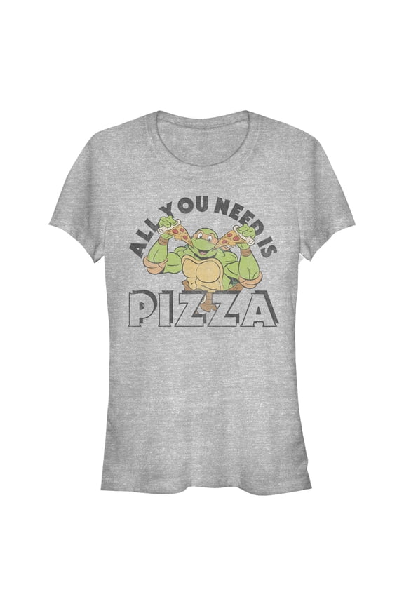 Junior's Teenage Mutant Ninja Turtles All You Need is Pizza Raphael Graphic Tee Athletic Heather Medium