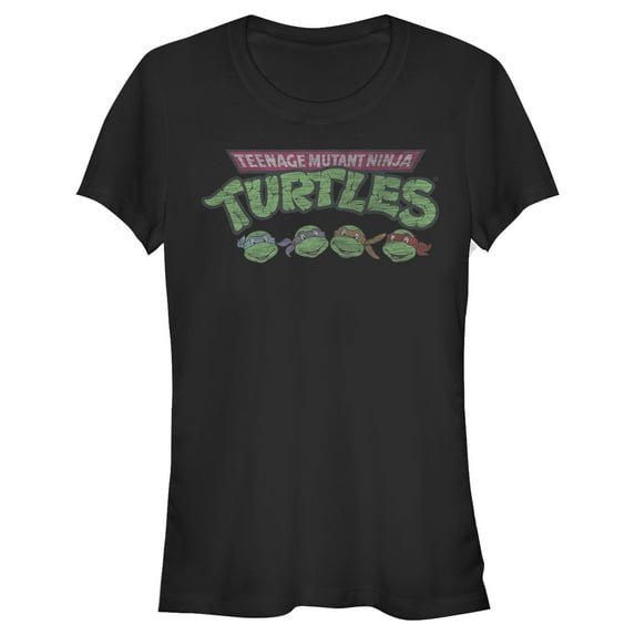 Junior's Teenage Mutant Ninja Turtles Distressed Character Lineup Graphic Tee Black Small